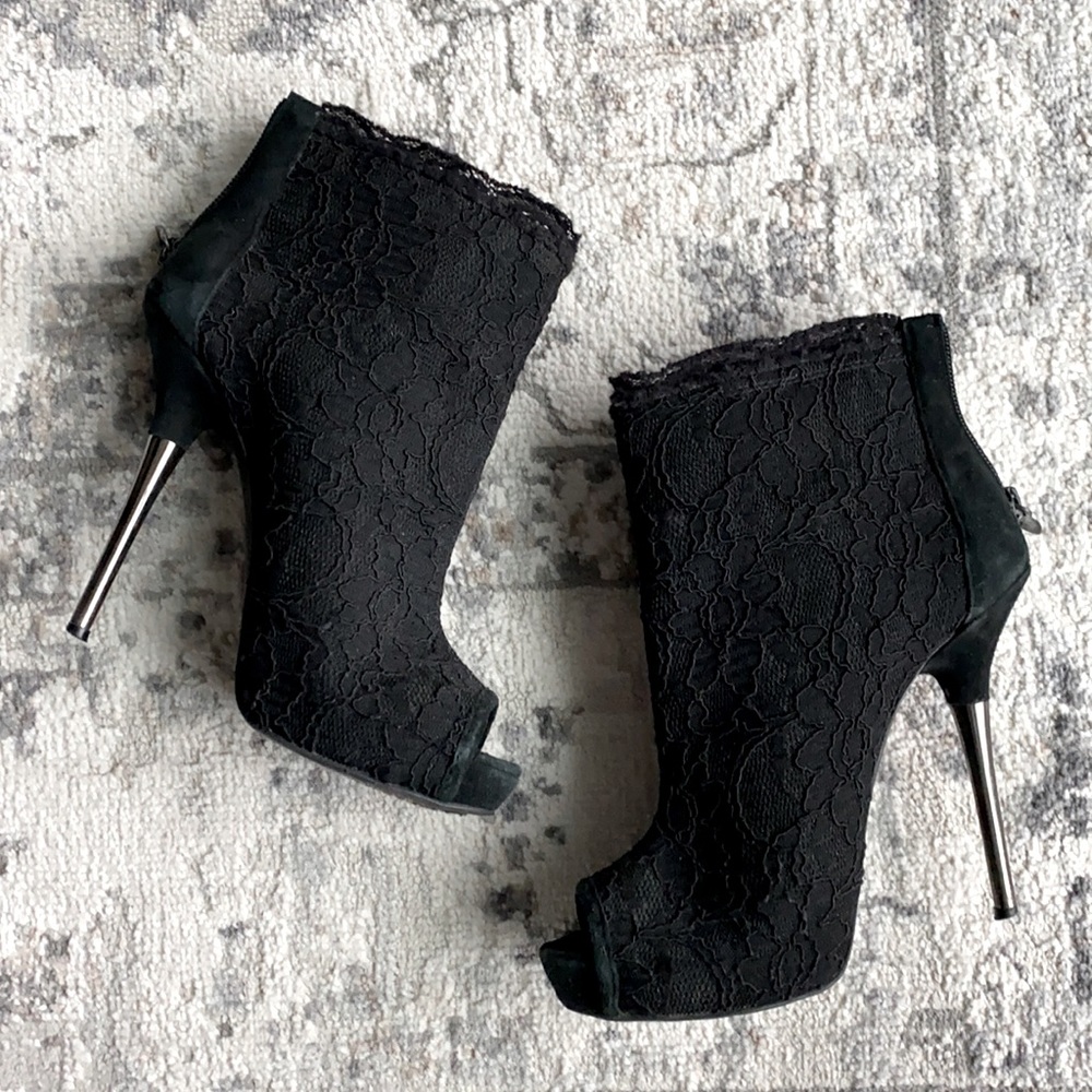 Bebe Lace Black Heels